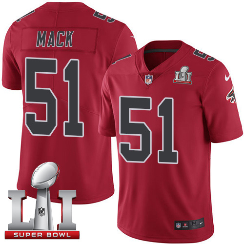 Atlanta Falcons #51 Alex Mack Red Super Bowl LI 51 Youth Stitched Limited Rush Jersey Youth