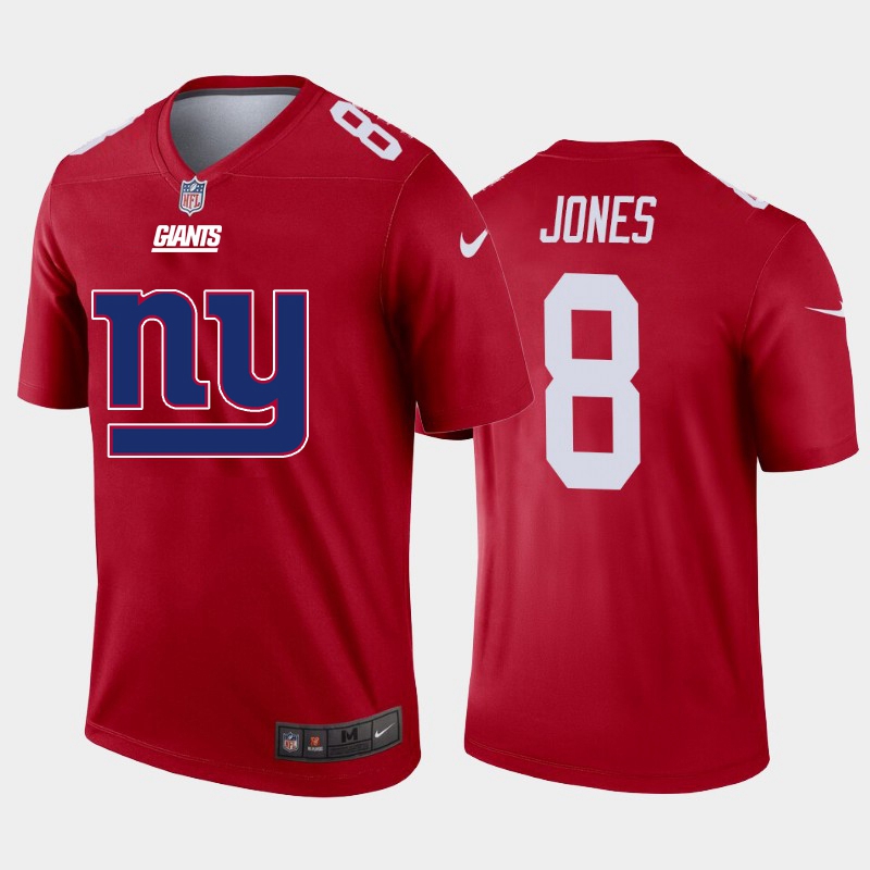 New York Giants #8 Daniel Jones Red Men's Big Team Logo Vapor Limited Jersey