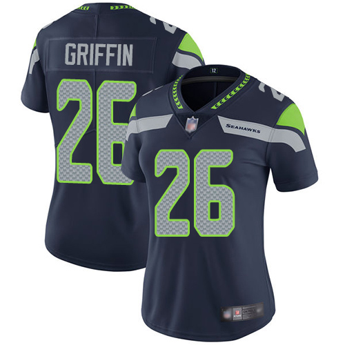 Seattle Seahawks #26 Shaquem Griffin Steel Blue Team Color Women's Stitched Vapor Untouchable Limited Jersey Womens