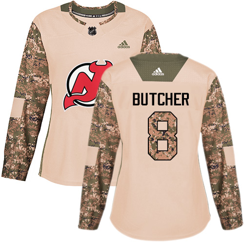 Adidas New Jersey Devils #8 Will Butcher Camo Authentic 2017 Veterans Day Women's Stitched Jersey Womens