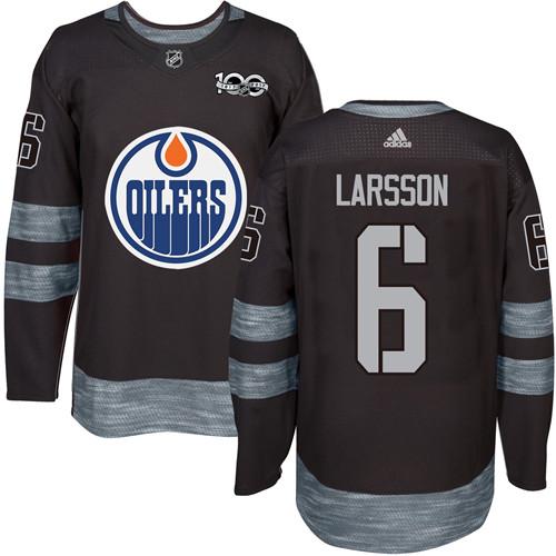 Adidas Edmonton Oilers #6 Adam Larsson Black 1917-2017 100th Anniversary Stitched Jersey Men's