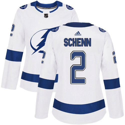 Adidas Tampa Bay Lightning #2 Luke Schenn White Road Authentic Women's Stitched Jersey Womens
