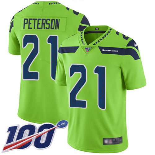 Seattle Seahawks #21 Adrian Peterson Green Youth Stitched Limited Rush 100th Season Jersey Youth