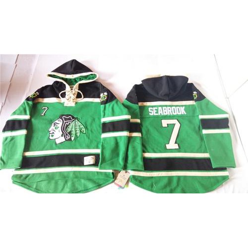 Chicago Blackhawks #7 Brent Seabrook Green St. Patrick's Day McNary Lace Hoodie Stitched Jersey Men's