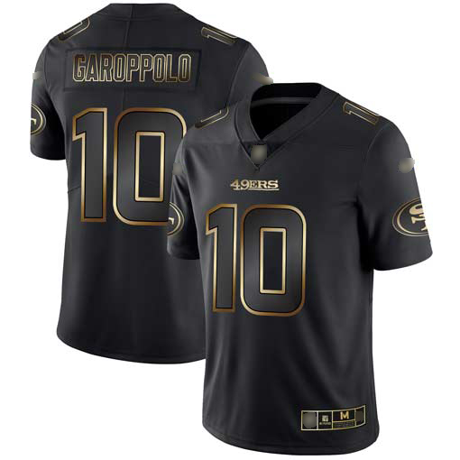 49ers #10 Jimmy Garoppolo Black/Gold Men's Stitched Vapor Untouchable Limited Jersey