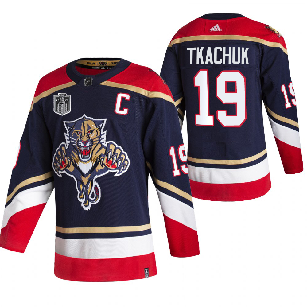 Florida Panthers #19 Matthew Tkachuk Black 2023 Stanley Cup Final Patch Men's Adidas Reverse Retro Alternate Jersey