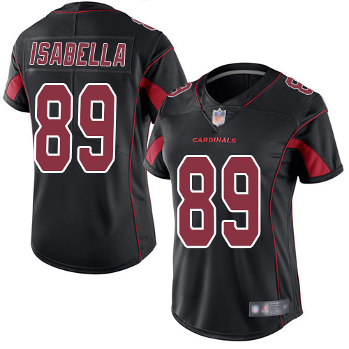 Arizona Cardinals #89 Andy Isabella Black Women's Stitched Limited Rush Jersey Womens