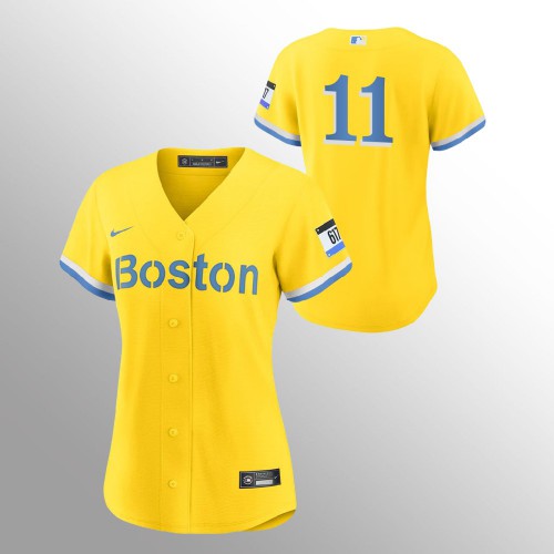Boston Boston Red Sox #11 Rafael Devers Women's 2021 City Connect Gold Fans Version Jersey - No Name Womens