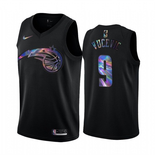 Orlando Magic #9 Nikola Vucevic Mens Iridescent Holographic Collection Jersey - Black Mens