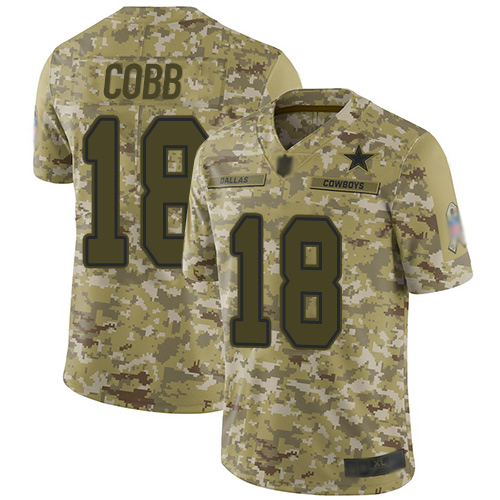 Dallas Cowboys #18 Randall Cobb Camo Youth Stitched Limited 2018 Salute to Service Jersey Youth