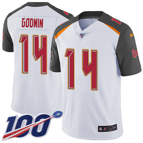 Buccaneers #14 Chris Godwin White Youth Stitched 100th Season Vapor Untouchable Limited Jersey