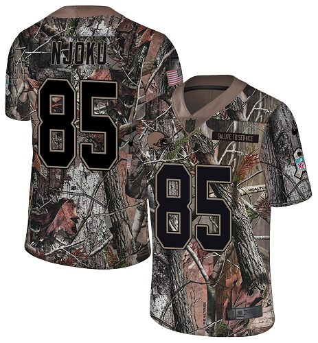 Browns #85 David Njoku Camo Men's Stitched Limited Rush Realtree Jersey