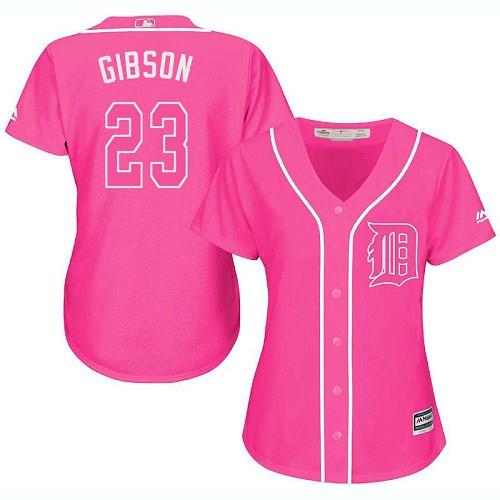 Detroit Tigers #23 Kirk Gibson Pink Fashion Women's Stitched Jersey Womens