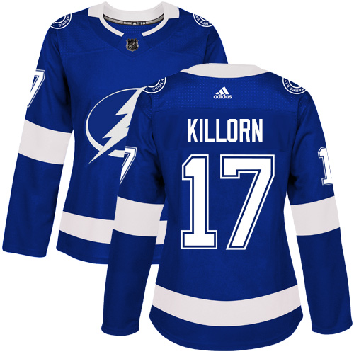 Adidas Tampa Bay Lightning #17 Alex Killorn Blue Home Authentic Women's Stitched Jersey Womens