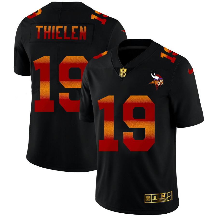 Minnesota Vikings #19 Adam Thielen Men's Black Red Orange Stripe Vapor Limited Jersey