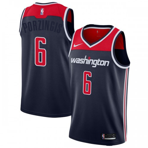 Washington Wizards #6 Kristaps Porzingis Navy Youth Blue Swingman Statement Edition Jersey Youth