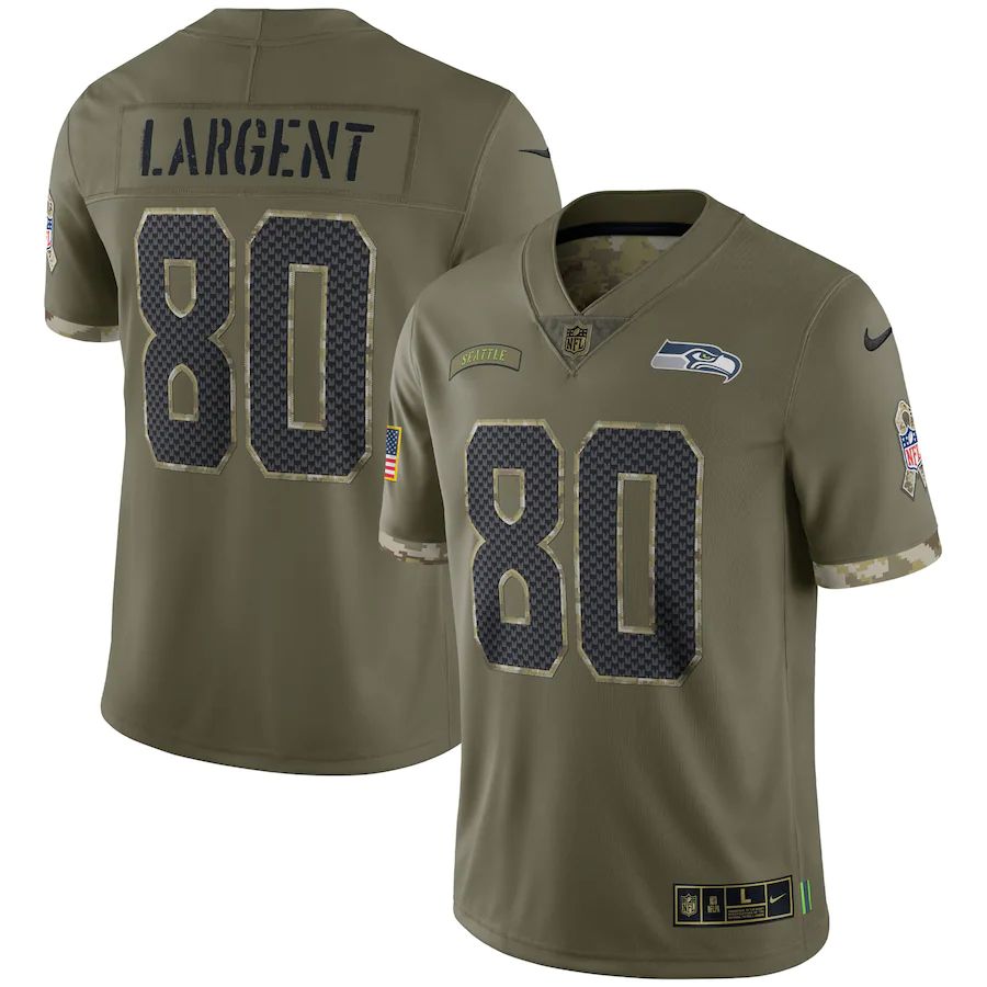 Seattle Seahawks #80 Steve Largent Men's 2022 Salute To Service Limited Jersey - Olive