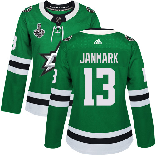 Adidas Dallas Stars #13 Mattias Janmark Green Home Authentic Women's 2020 Stanley Cup Final Stitched Jersey Womens