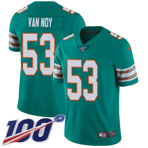Miami Dolphins #53 Kyle Van Noy Aqua Green Alternate Youth Stitched 100th Season Vapor Untouchable Limited Jersey Youth
