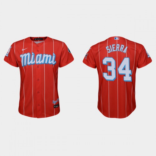 Miami Miami Marlins #34 Magneuris Sierra Youth 2021 City Connect Authentic Jersey Red Youth