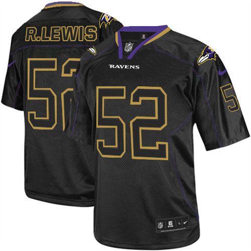Ravens #52 Ray Lewis Lights Out Black Youth Stitched Elite Jersey
