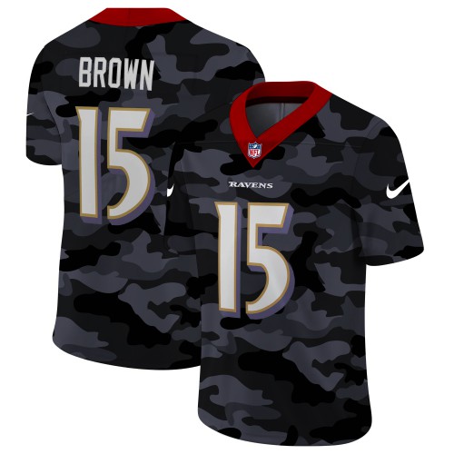 Baltimore Baltimore Ravens #15 Marquise Brown Men's 2020 Black CAMO Vapor Untouchable Limited Stitched Jersey Men's