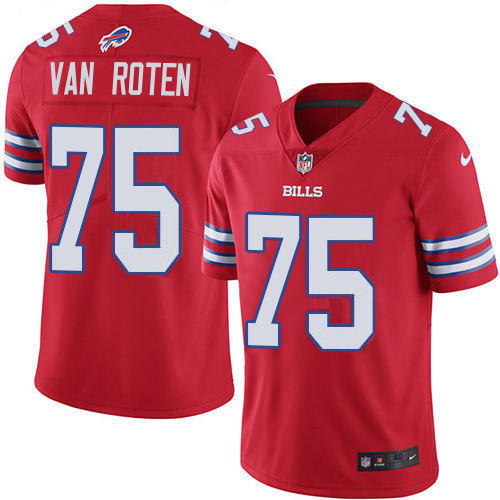 Bills #75 Greg Van Roten Red Men's Stitched Limited Rush Jersey