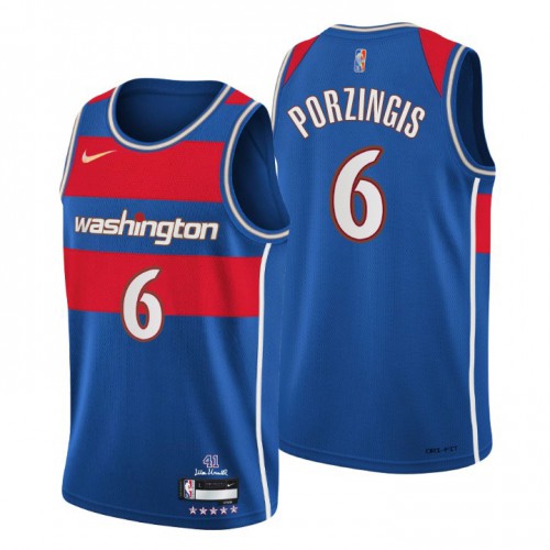 Washington Washington Wizards #6 Kristaps Porzingis Youth Blue 2021/22 Swingman Jersey - City Edition Youth