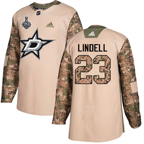 Adidas Dallas Stars #23 Esa Lindell Camo Authentic 2017 Veterans Day Youth 2020 Stanley Cup Final Stitched Jersey Youth
