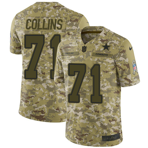 Dallas Cowboys #71 La'el Collins Camo Youth Stitched Limited 2018 Salute to Service Jersey Youth