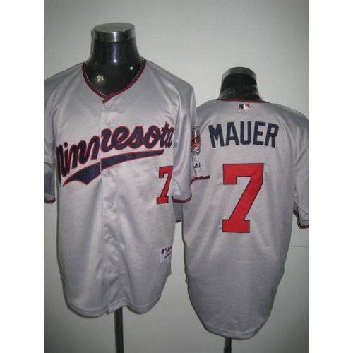 Minnesota Twins #7 Joe Mauer Stitched Grey Jersey Men's