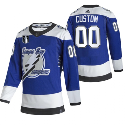 Tampa Bay Lightning Custom Blue Men's Adidas 2022 Stanley Cup Final Patch Alternate Authentic Player Jersey
