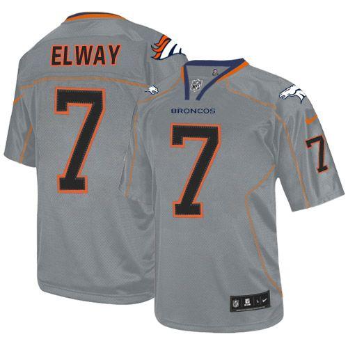 Broncos #7 John Elway Lights Out Grey Youth Stitched Elite Jersey