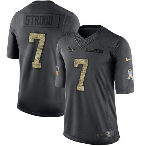 Texans #7 C.J. Stroud Black Youth Stitched Limited 2016 Salute To Service Jersey