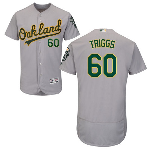 Oakland Athletics #60 Andrew Triggs Grey Flexbase Authentic Collection Stitched Jersey Men's