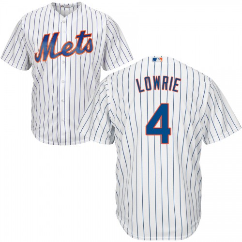 New York New York Mets #4 Jed Lowrie Cool Base White Stitched Jersey Men's