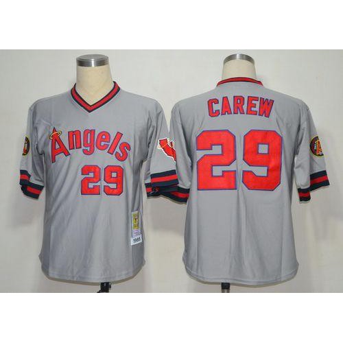 Mitchell And Ness 1985 Los Angeles Angels of Anaheim #29 Rod Carew Grey Stitched Throwback Jersey Men's