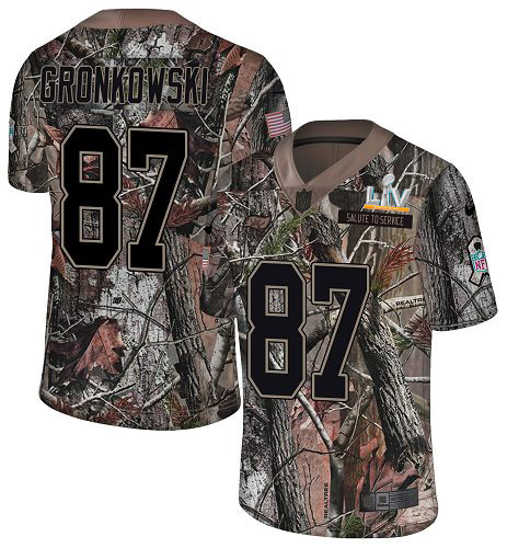 Buccaneers #87 Rob Gronkowski Camo Men's Super Bowl LV Bound Stitched Limited Rush Realtree Jersey