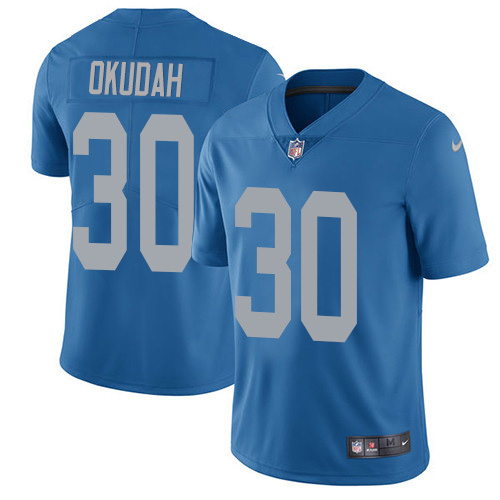 Detroit Lions #30 Jeff Okudah Blue Throwback Men's Stitched Vapor Untouchable Limited Jersey Men's