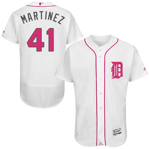Detroit Tigers #41 Victor Martinez White Flexbase Authentic Collection Mother's Day Stitched Jersey Men's