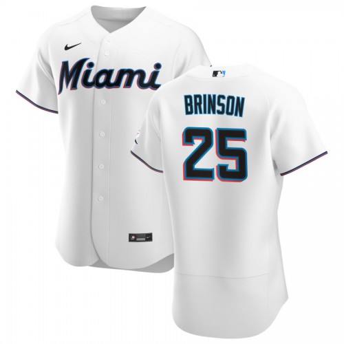 Miami Miami Marlins #25 Lewis Brinson Men's White Home 2020 Authentic Player Jersey Men's