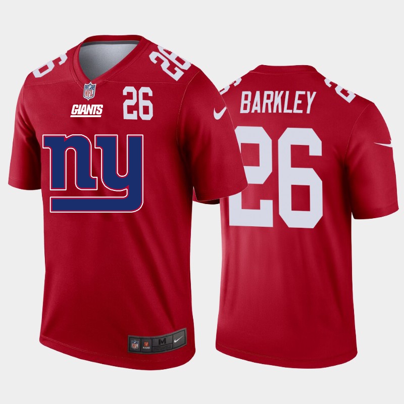 New York Giants #26 Saquon Barkley Red Men's Big Team Logo Player Vapor Limited Jersey