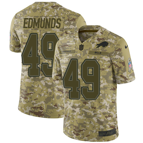 Bills #49 Tremaine Edmunds Camo Youth Stitched Limited 2018 Salute To Service Jersey