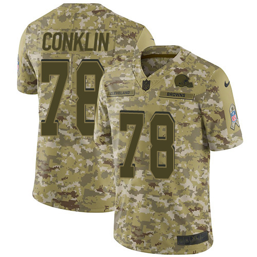 Cleveland Browns #78 Jack Conklin Camo Men's Stitched Limited 2018 Salute To Service Jersey Men's