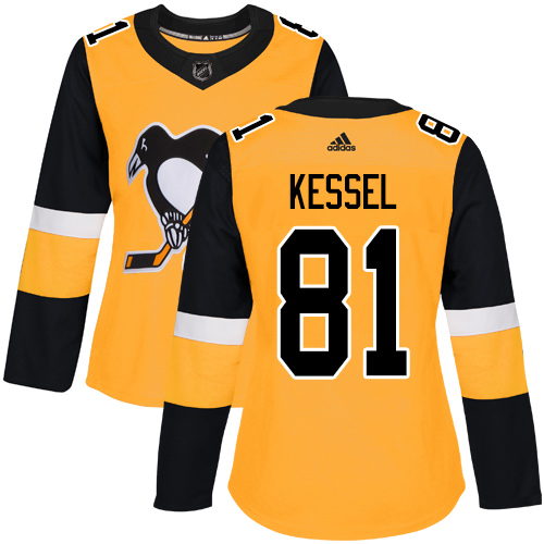Adidas Pittsburgh Penguins #81 Phil Kessel Gold Alternate Authentic Women's Stitched Jersey Womens