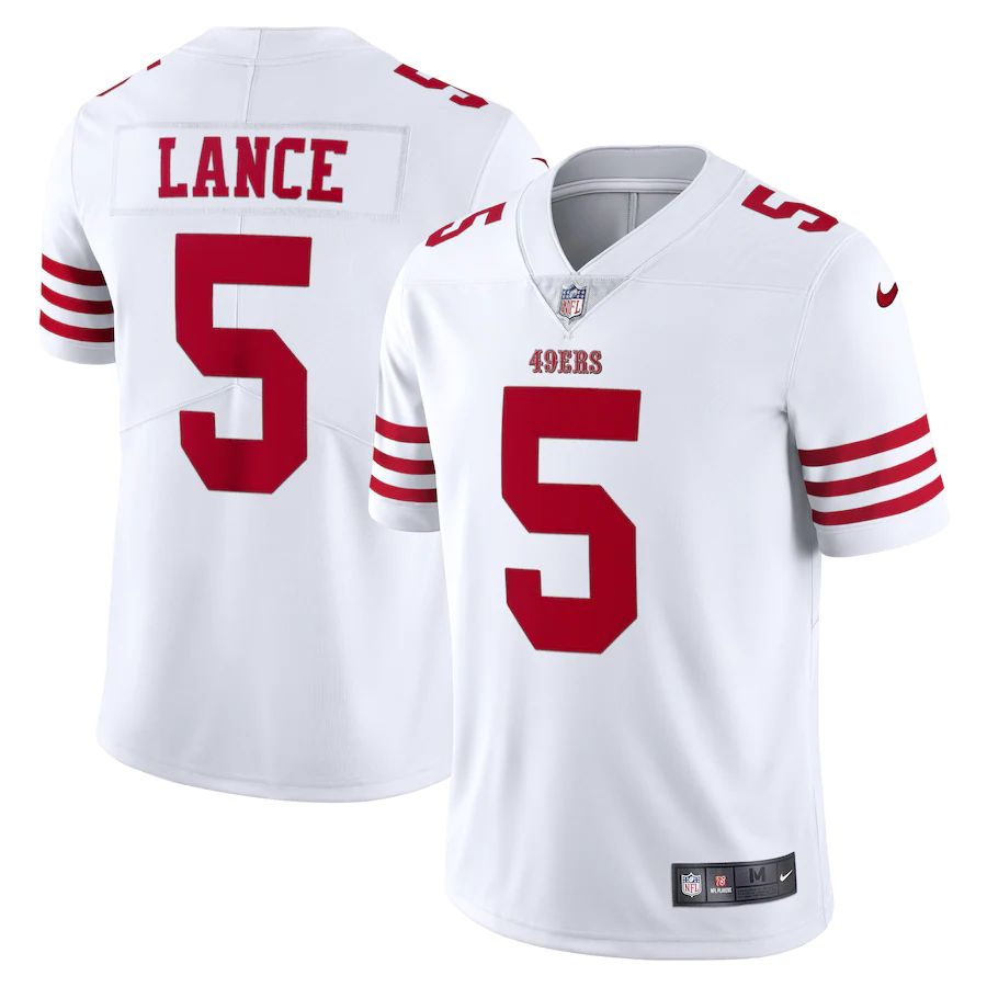 San Francisco 49ers #5 Trey Lance White Men's 2022-23 Limited Stitched Vapor Untouchable Jersey