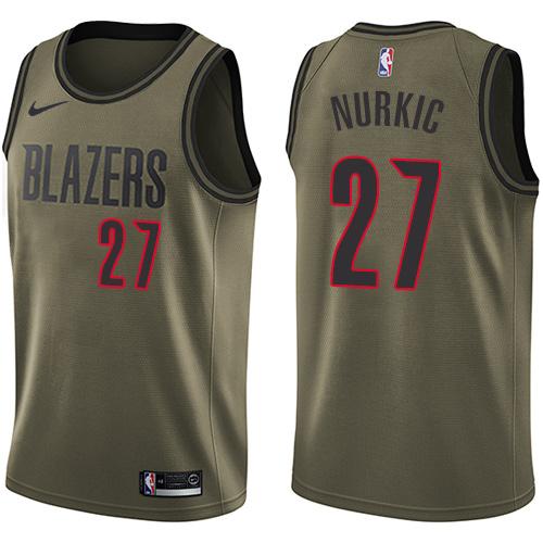 Portland Trail Blazers #27 Jusuf Nurkic Green Salute to Service Youth Swingman Jersey Youth