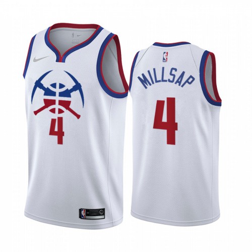 Denver Denver Nuggets #4 Paul Millsap White Swingman 2020-21 Earned Edition Jersey Mens