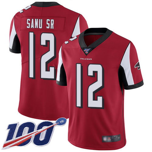 Atlanta Falcons #12 Mohamed Sanu Sr Red Team Color Men's Stitched 100th Season Vapor Limited Jersey Men's