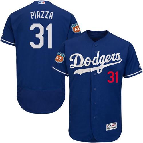 Los Angeles Dodgers #31 Mike Piazza Blue Flexbase Authentic Collection Stitched Jersey Men's